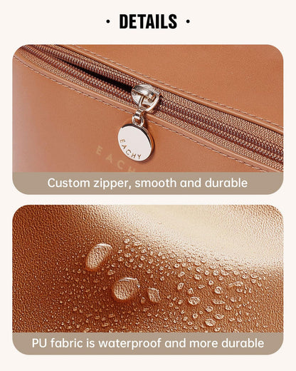 EACHY Travel Makeup Bag,Large Capacity Cosmetic Bags for Women,Waterproof Portable Pouch Open Flat Toiletry Bag Make up Organizer with Divider and Handle