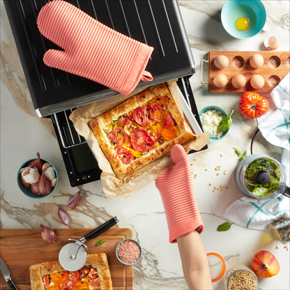 KitchenAid Ribbed Soft Silicone Oven Mitt Set, 7&quot;x13&quot;, Milkshake 2 Count
