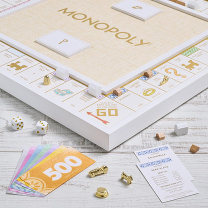 WS Game Company Monopoly Bianco Edition with Foil-Stamped Wood Game Board and Premium Components