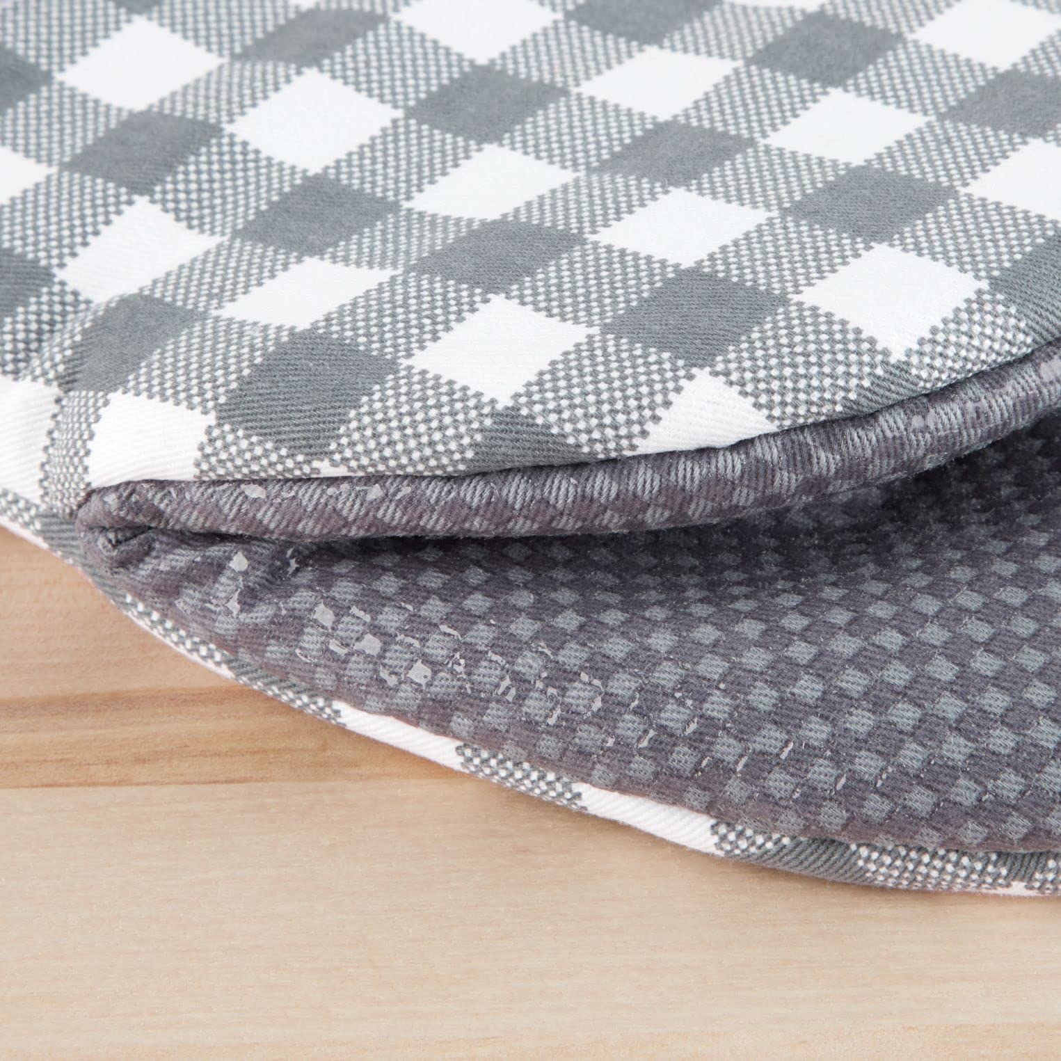 KitchenAid Gingham Mini Oven Mitt 2-Pack Set, Milkshake Tan, 5.5&quot;x8&quot;