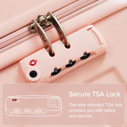 Merax 3 Pcs ABS Hardside Luggage Sets TSA Lock Spinner Wheel Suitcases, Pearly White, 20/24/28 Inch