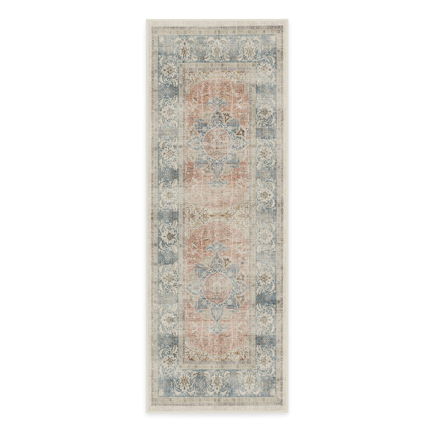 RUGGABLE – Sarrah Blue Quartz – Machine Washable Runner Rug – Pet &amp; Child Friendly – Stain &amp; Water Resistant – Non-Slip – 2.5&