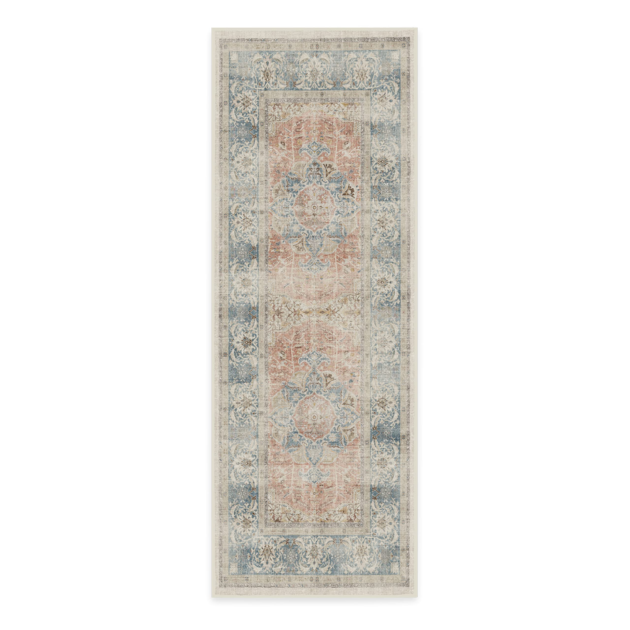 RUGGABLE – Sarrah Blue Quartz – Machine Washable Runner Rug – Pet &amp; Child Friendly – Stain &amp; Water Resistant – Non-Slip – 2.5&