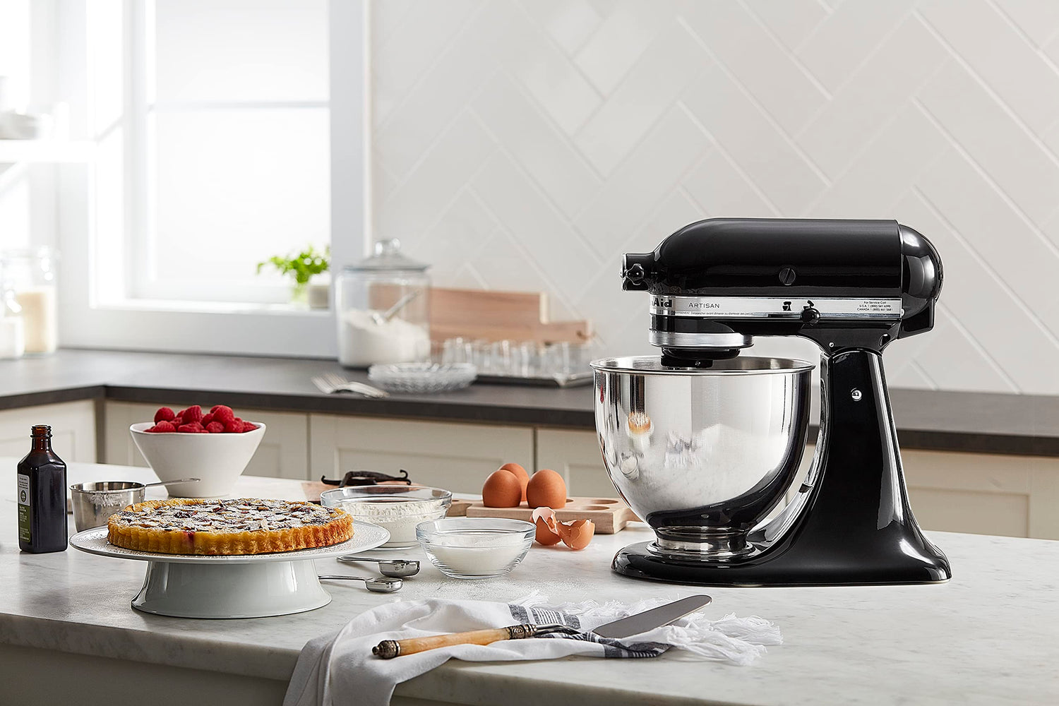 KitchenAid Artisan Series 5-Quart Tilt-Head Stand Mixer, Almond Cream, KSM150PSAC