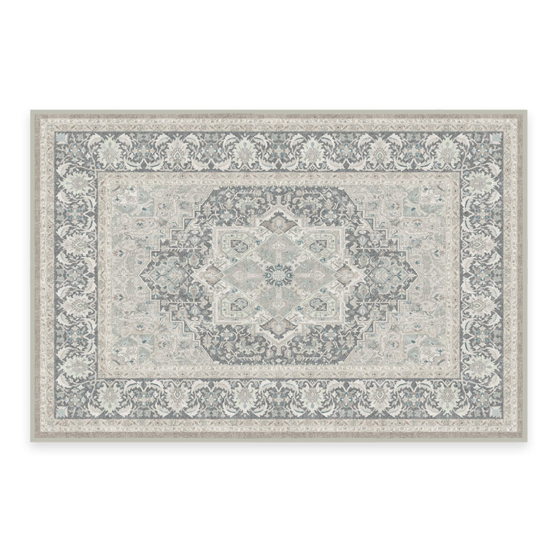 RUGGABLE Hendesi Heriz Washable Rug - Perfect Antique Vintage Area Rug for Living Room Bedroom Kitchen - Pet &amp; Child Friendly - Stain &amp; Water Resistant, Non-Slip - Abalone 2&