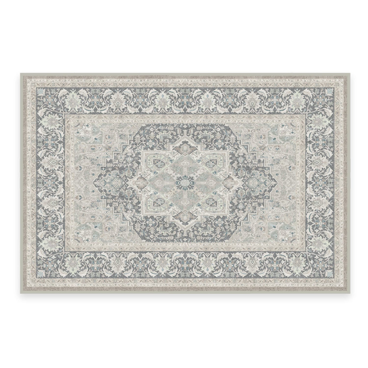 RUGGABLE Hendesi Heriz Washable Rug - Perfect Antique Vintage Area Rug for Living Room Bedroom Kitchen - Pet &amp; Child Friendly - Stain &amp; Water Resistant, Non-Slip - Abalone 2&