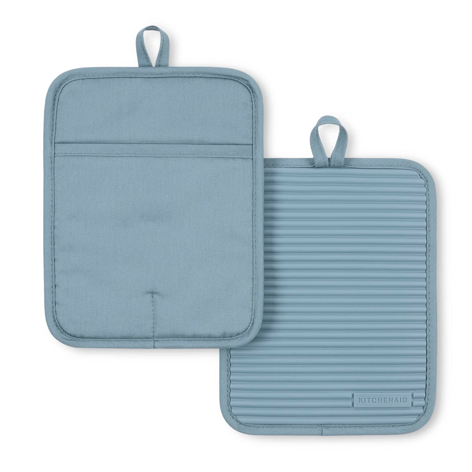 KitchenAid Ribbed Soft Silicone Water Resistant Pot Holder Set, Milkshake , 2 Piece Set, 7&quot;x9&quot;