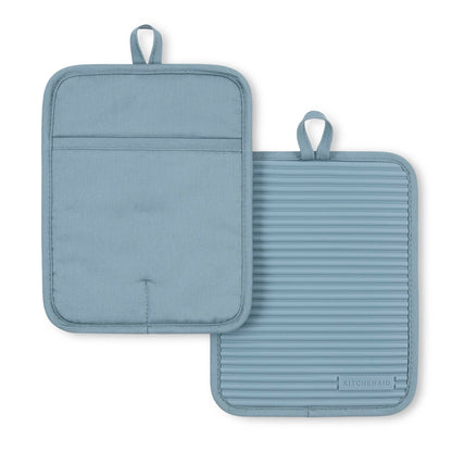 KitchenAid Ribbed Soft Silicone Water Resistant Pot Holder Set, Milkshake , 2 Piece Set, 7&quot;x9&quot;