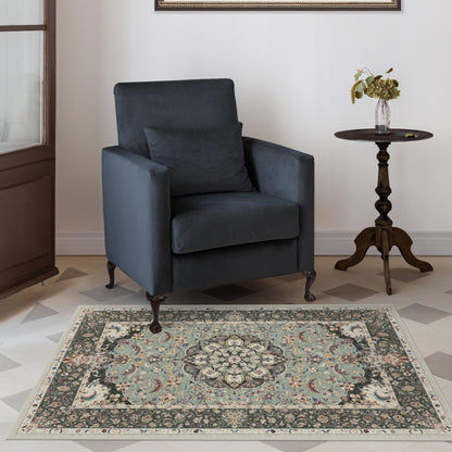 RUGGABLE Sima Washable Rug - Perfect Vintage Area Rug for Living Room Bedroom Kitchen - Pet &amp; Child Friendly - Stain &amp; Water Resistant - Royal Blue 2&