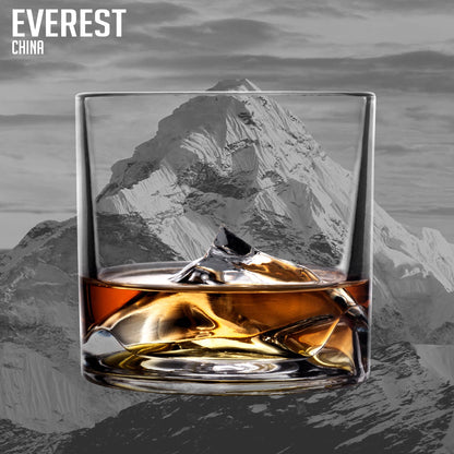 LIITON Heavy Crystal Whiskey Glasses Gift Set, Thick Freezable Bourbon Glass 1lb Each, Premium Whiskey Gifts for Men, Frozen Crystal Chills Cocktails Featuring Grand Canyon Glasses Set of 2, 10 oz