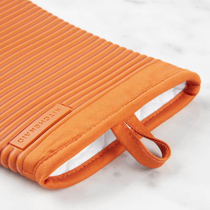 KitchenAid Ribbed Soft Silicone Oven Mitt Set, 7&quot;x13&quot;, Milkshake 2 Count