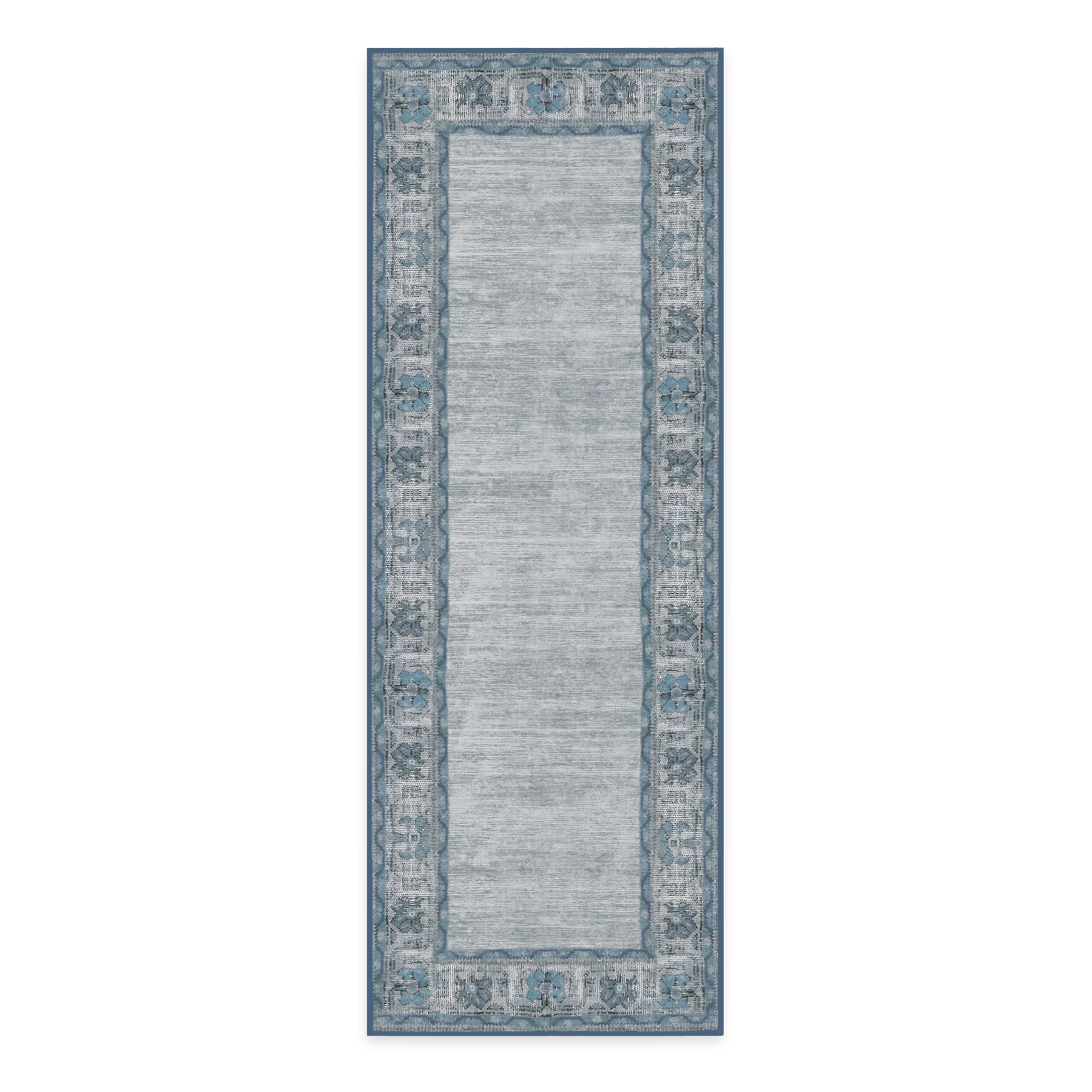 RUGGABLE Zinnia Runner Rug - Perfect Boho Washable Rug for Entryway Hallway Kitchen - Pet &amp; Child Friendly - Stain &amp; Water Resistant - Grey 2.5&