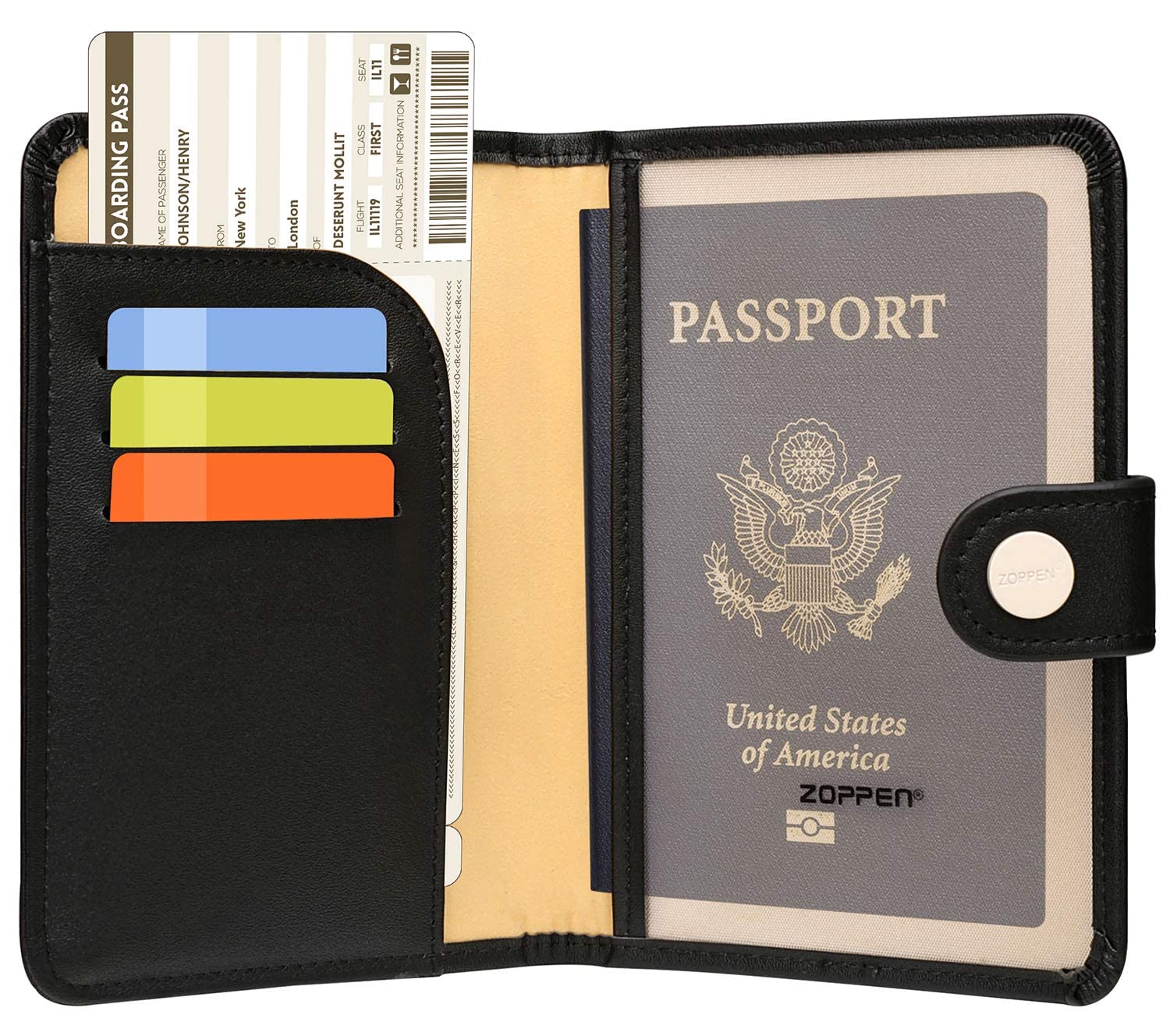 Zoppen RFID Blocking Travel Passport Holder Cadanian Passport Cover Slim Id Card Case (