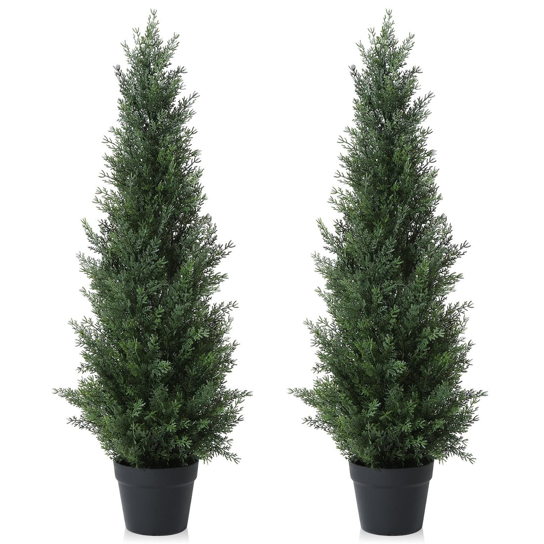 3FT Artificial Cedar Topiary Trees for Outdoors Potted Fake Cypress Trees Faux Evergreen Plants for Home Porch Decor Set of 2