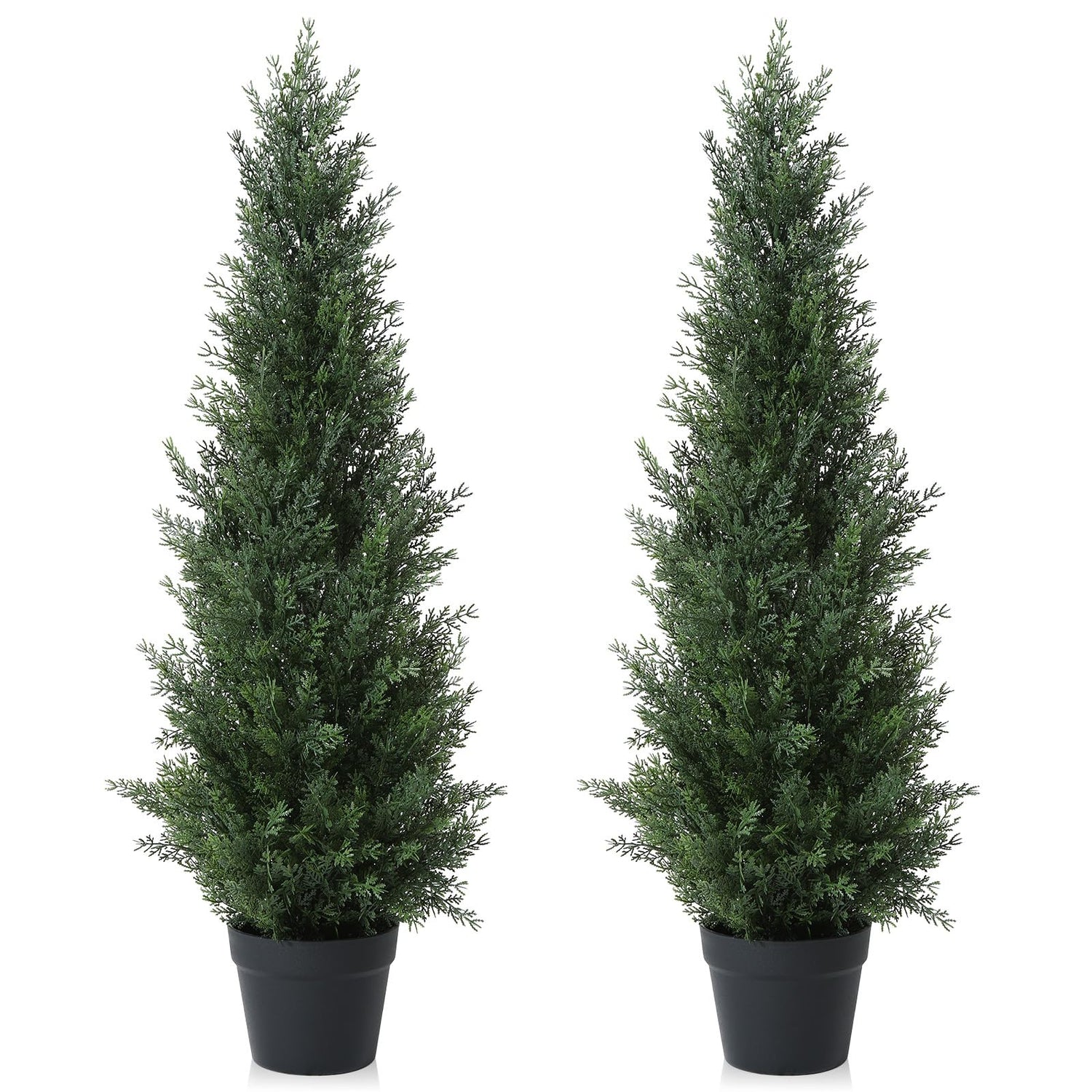 3FT Artificial Cedar Topiary Trees for Outdoors Potted Fake Cypress Trees Faux Evergreen Plants for Home Porch Decor Set of 2