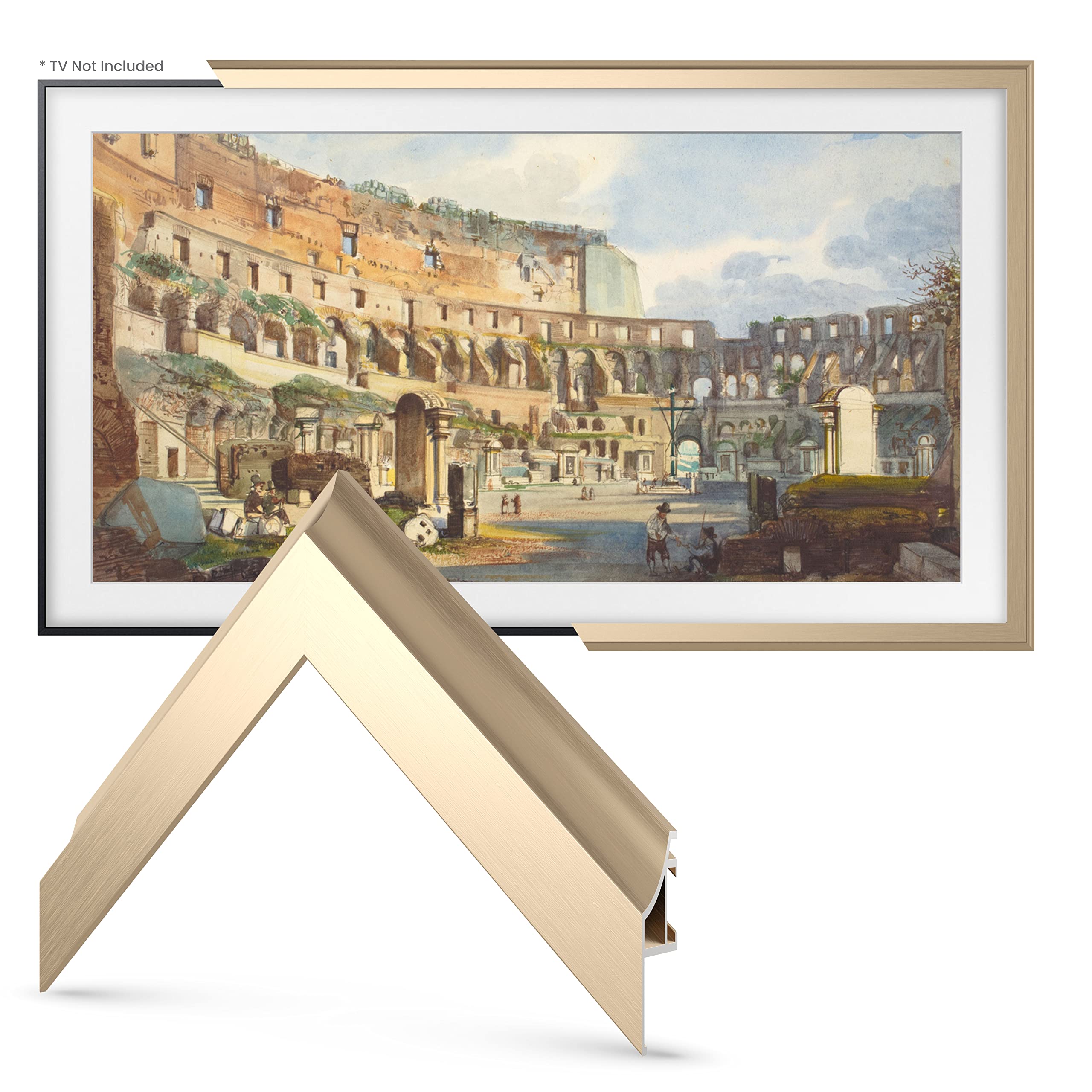 Frame My TV Deco TV Frames Alloy Scoop - Pale Gold Bezel Compatible ONLY with Samsung The Frame TV (55&quot;, Fits 2021-2024 Frame TV)