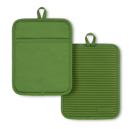 KitchenAid Ribbed Soft Silicone Water Resistant Pot Holder Set, Milkshake , 2 Piece Set, 7&quot;x9&quot;