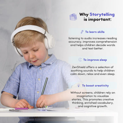 StoryPhones Storytelling Headphones for Kids - Screen-Free Entertainment Experience for Stories, Music and Boost Creativity, Grey
