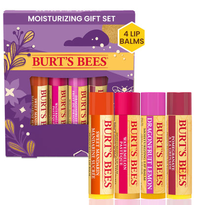 Burt’s Bees Christmas Gifts, 4 Lip Balm Stocking Stuffers Products, Beeswax Bounty Classic Set - Original Beeswax Moisturizing Lip Balm (4-Pack)