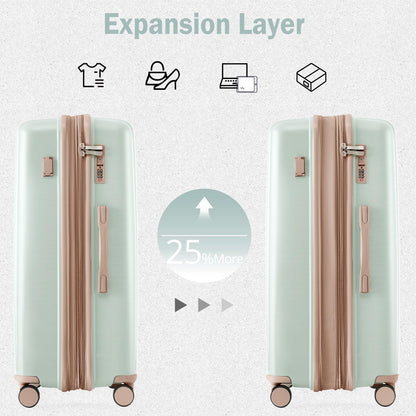 Merax 3 Pcs ABS Hardside Luggage Sets TSA Lock Spinner Wheel Suitcases, Pearly White, 20/24/28 Inch