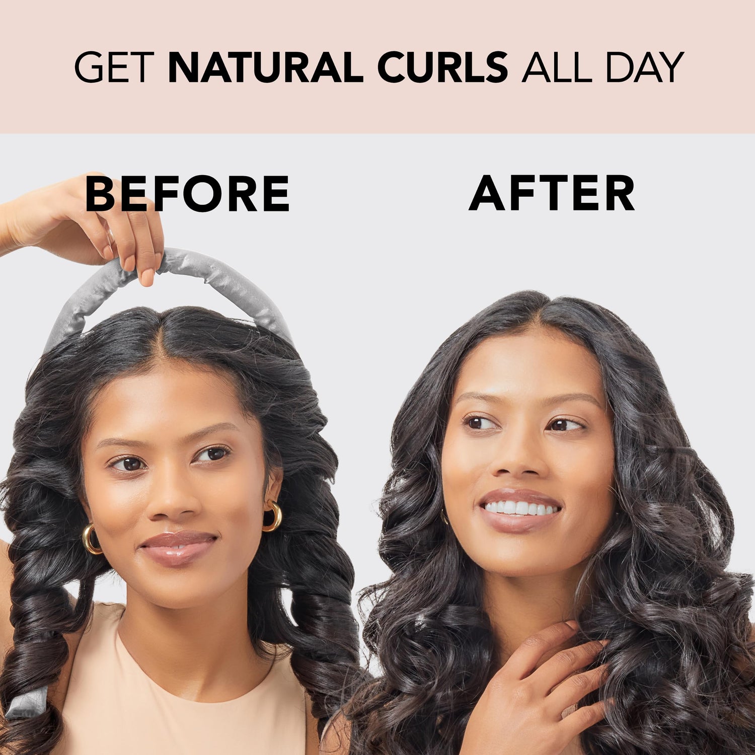 Kitsch Satin Heatless Curling Set for No-Heat Soft Curls | Overnight Hair Curlers &amp; Curling Rod Headband, Frizz-Free Styling | Gentle Rollers for All Hair Types - 1 Pack (Charcoal)