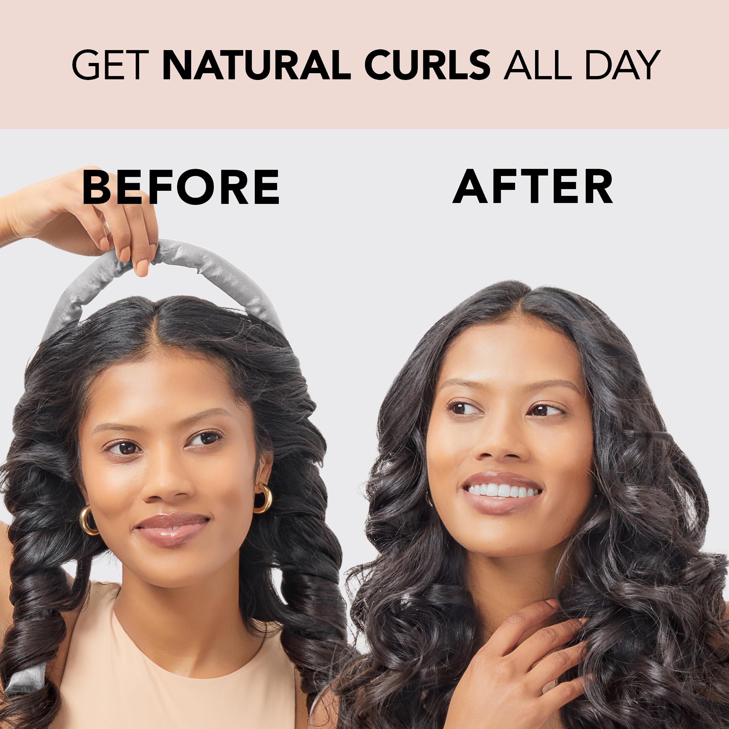 Kitsch Satin Heatless Curling Set for No-Heat Soft Curls | Overnight Hair Curlers &amp; Curling Rod Headband, Frizz-Free Styling | Gentle Rollers for All Hair Types - 1 Pack (Charcoal)