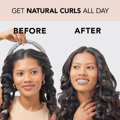Kitsch Satin Heatless Curling Set for No-Heat Soft Curls | Overnight Hair Curlers &amp; Curling Rod Headband, Frizz-Free Styling | Gentle Rollers for All Hair Types - 1 Pack (Charcoal)