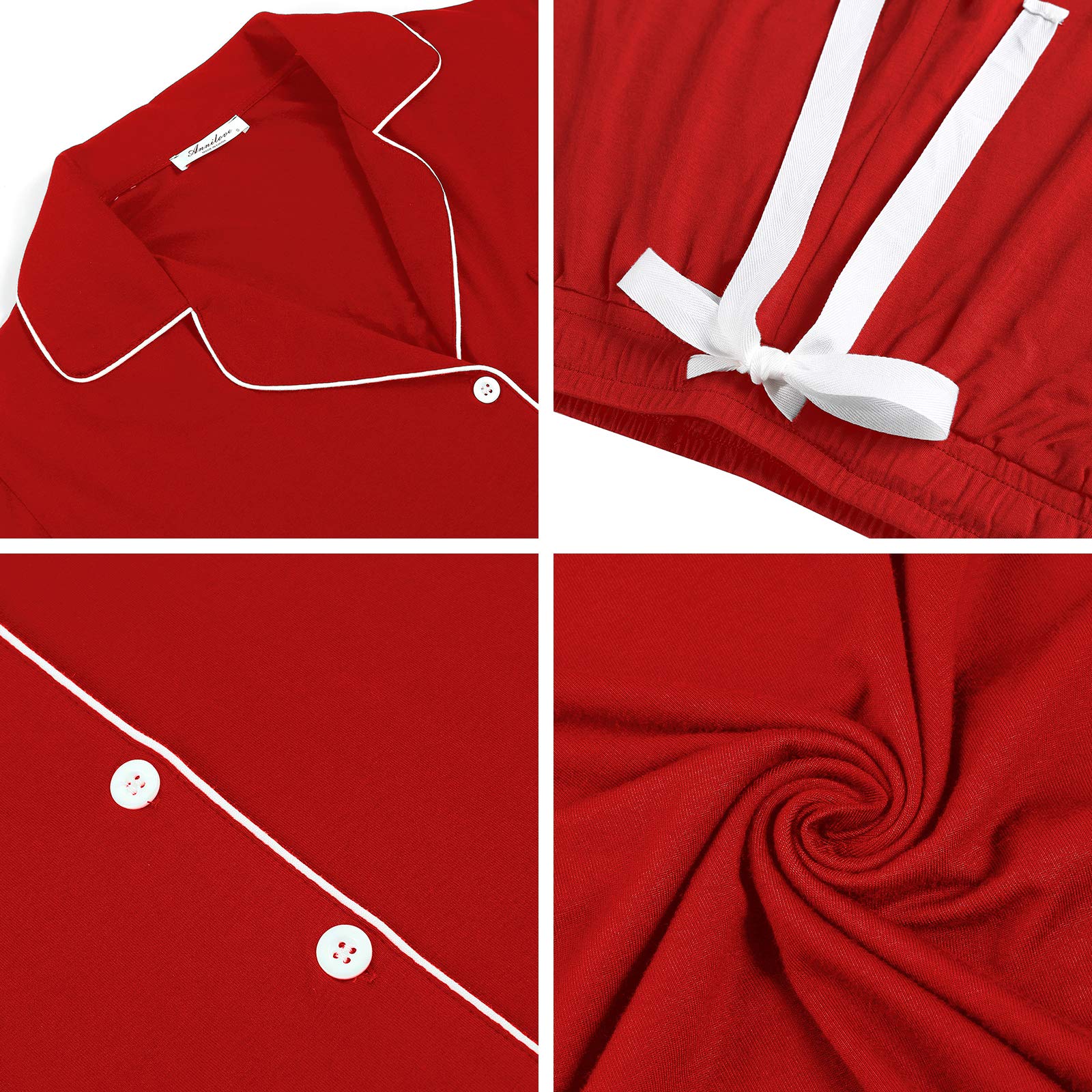 Senert Pajamas Set For Women Short Sleeve Sleepwear Soft Button Down Pjs Set Nightwear Lounge Sets S-XXL