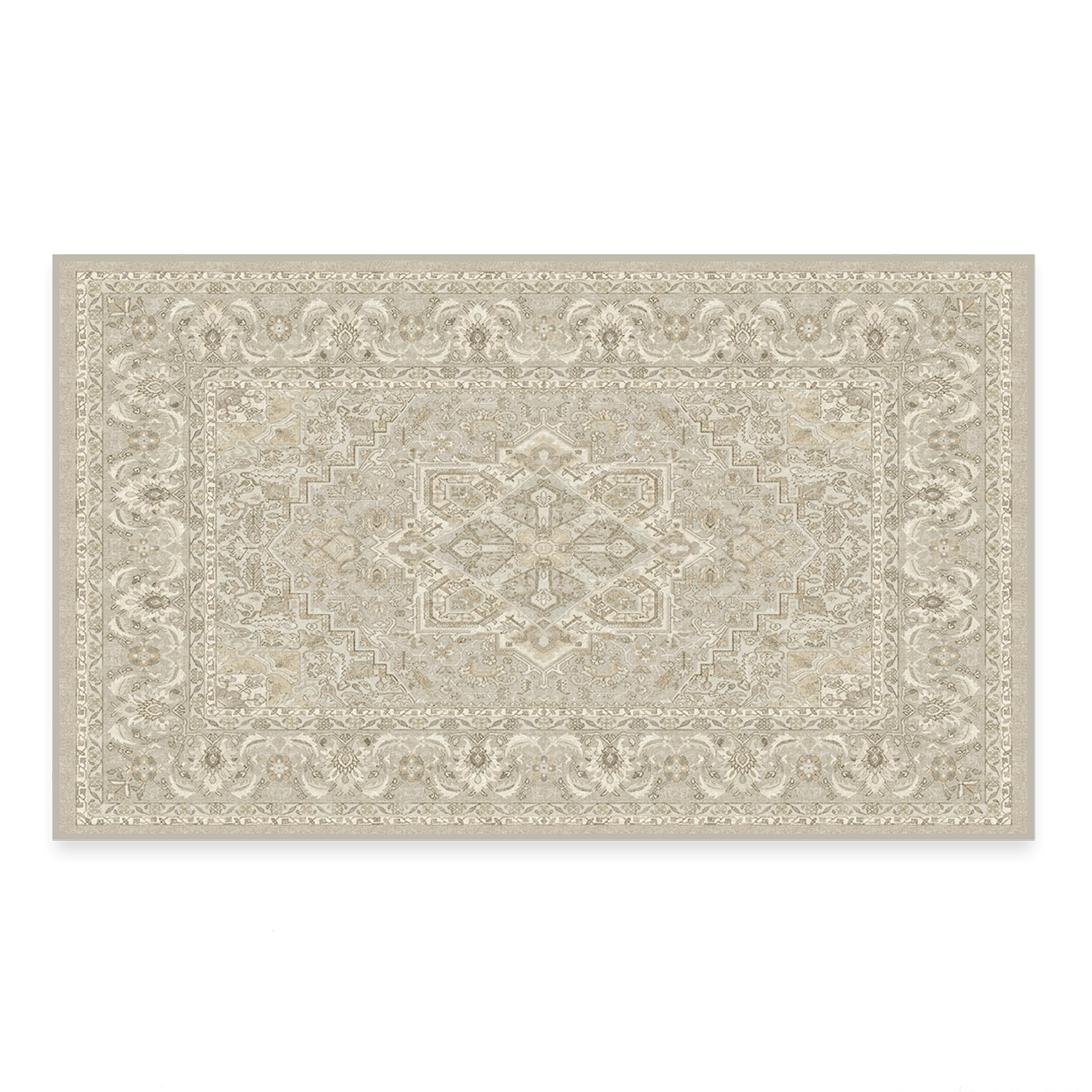 RUGGABLE Hendesi Heriz Washable Rug - Perfect Antique Vintage Area Rug for Living Room Bedroom Kitchen - Pet &amp; Child Friendly - Stain &amp; Water Resistant, Non-Slip - Abalone 2&