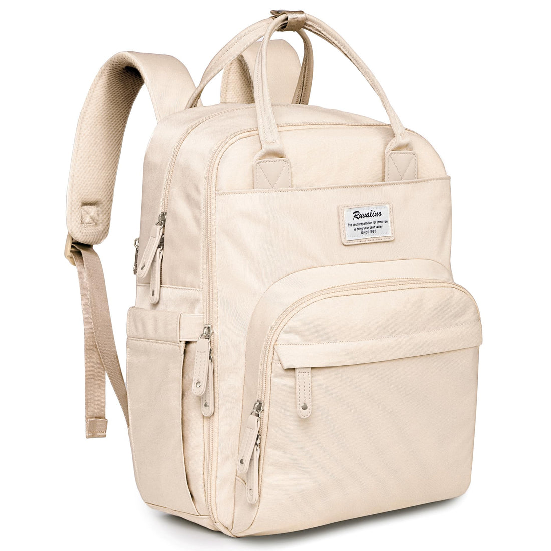RUVALINO Diaper Bag Backpack, Multifunction Travel Pack Maternity Baby Changing Bags, Large Capacity, Waterproof, Beige