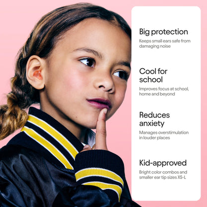 Loop Engage Kids 2 Ear Plugs (6-12yrs) – Reusable Everyday Noise Relief for Kids | Kids Earplugs for Focus, Anxiety, Stress, School, Home, Playtime – 16 dB Noise Reduction Ear Plugs