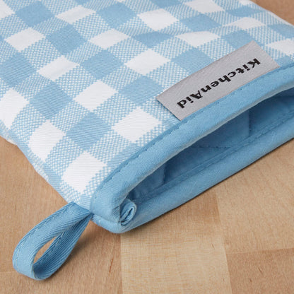 KitchenAid Gingham Mini Oven Mitt 2-Pack Set, Milkshake Tan, 5.5&quot;x8&quot;