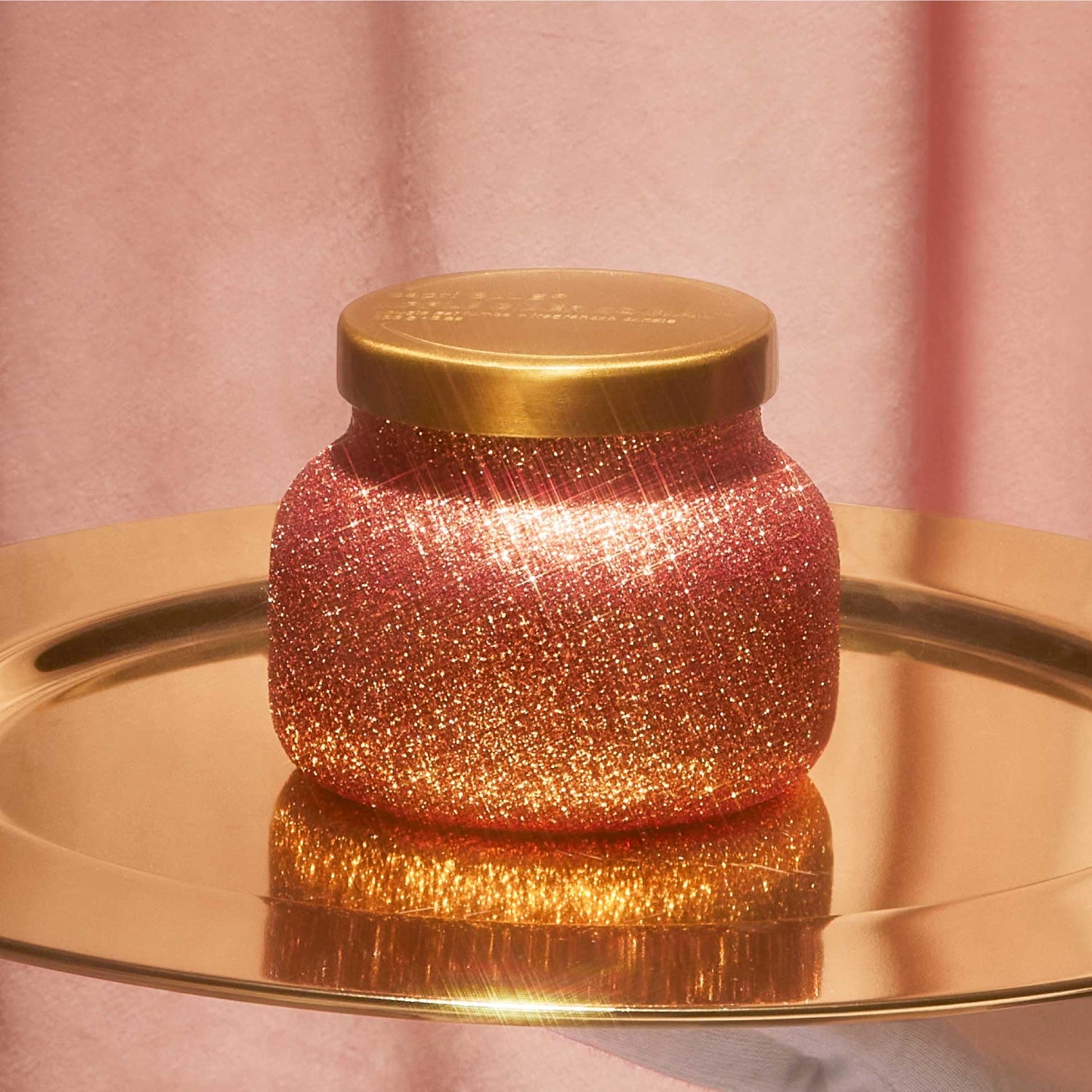 Capri Blue Tinsel &amp; Spice Holiday Candle - Signature Glam Jar Candle - Juniper Berry, Cinnamon &amp; Vanilla Scented Candles - Soy Wax Blend - Christmas Decor - Maroon Glitter Candle Holder (19 oz)