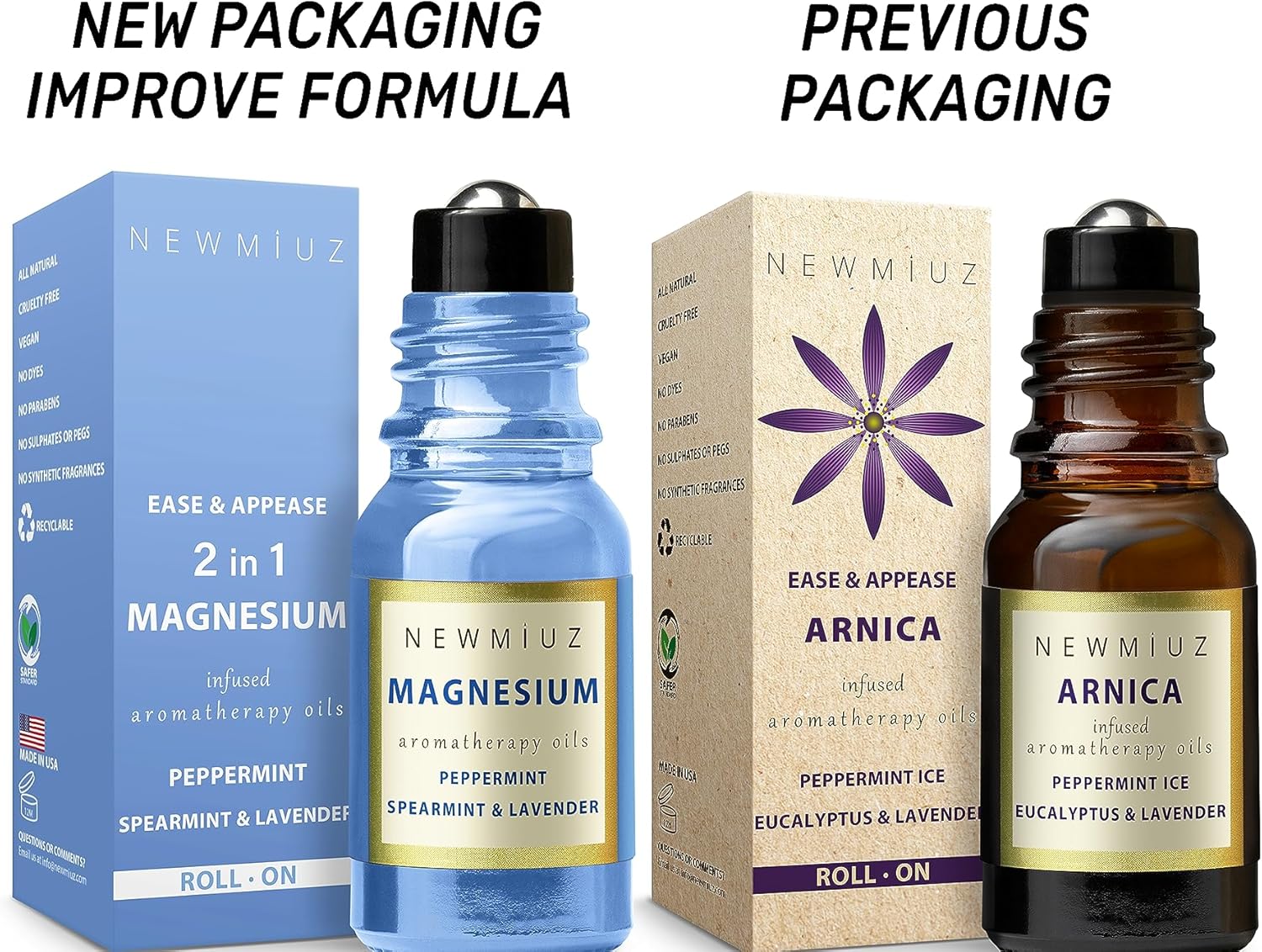Migraine Roll on Stick Headache Magnesium Arnica Montana Oil Peppermint Eucalyptus Lavender Spearmint Essential Oil Roller Bruise Stress Relief Gifts for Women Perfect Stocking Stuffers