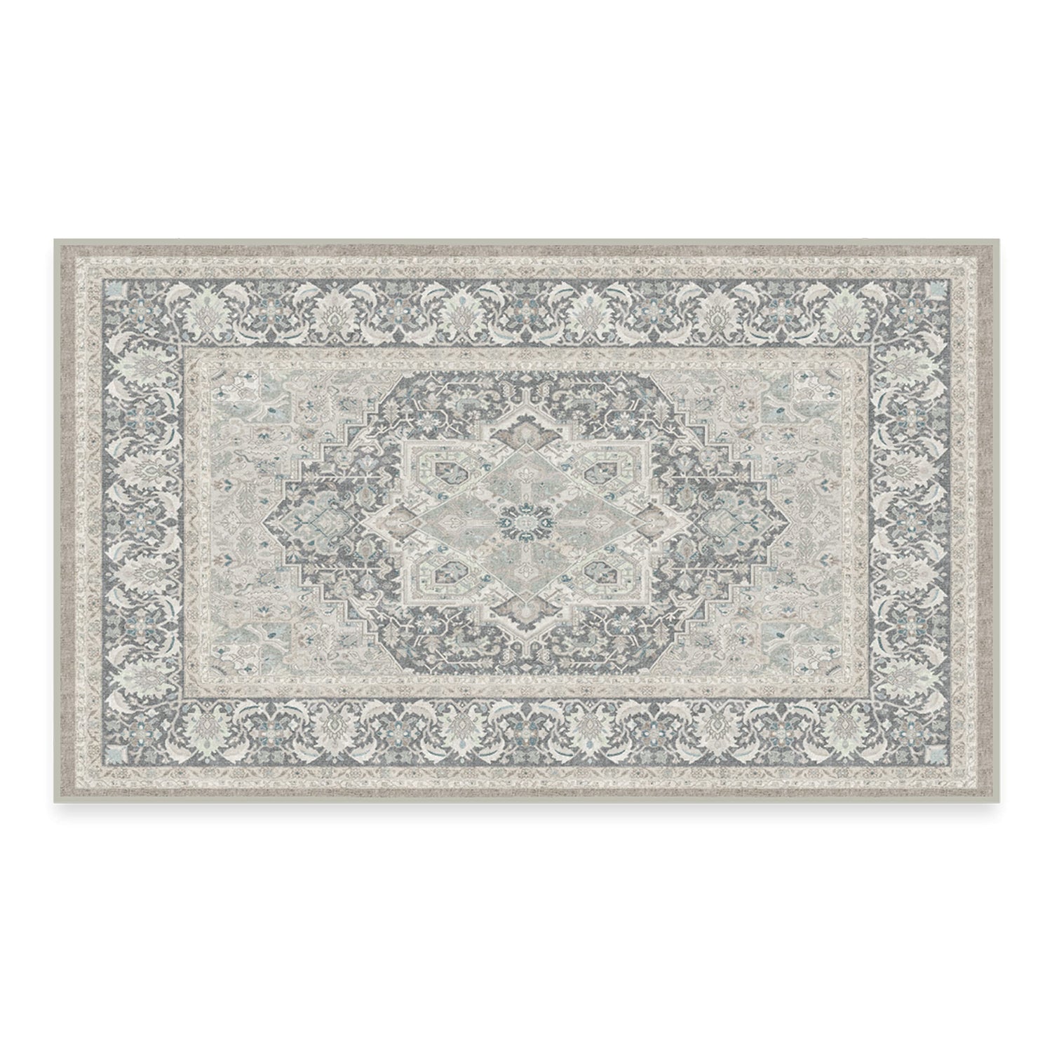 RUGGABLE Hendesi Heriz Washable Rug - Perfect Antique Vintage Area Rug for Living Room Bedroom Kitchen - Pet &amp; Child Friendly - Stain &amp; Water Resistant, Non-Slip - Abalone 2&