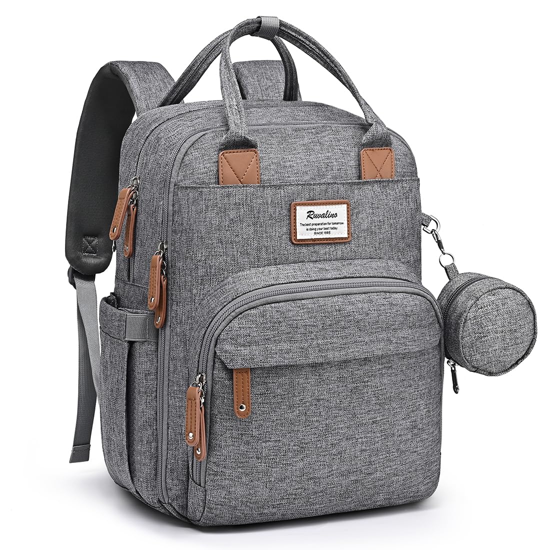 RUVALINO Diaper Bag Backpack, Multifunction Travel Pack Maternity Baby Changing Bags, Large Capacity, Waterproof, Beige