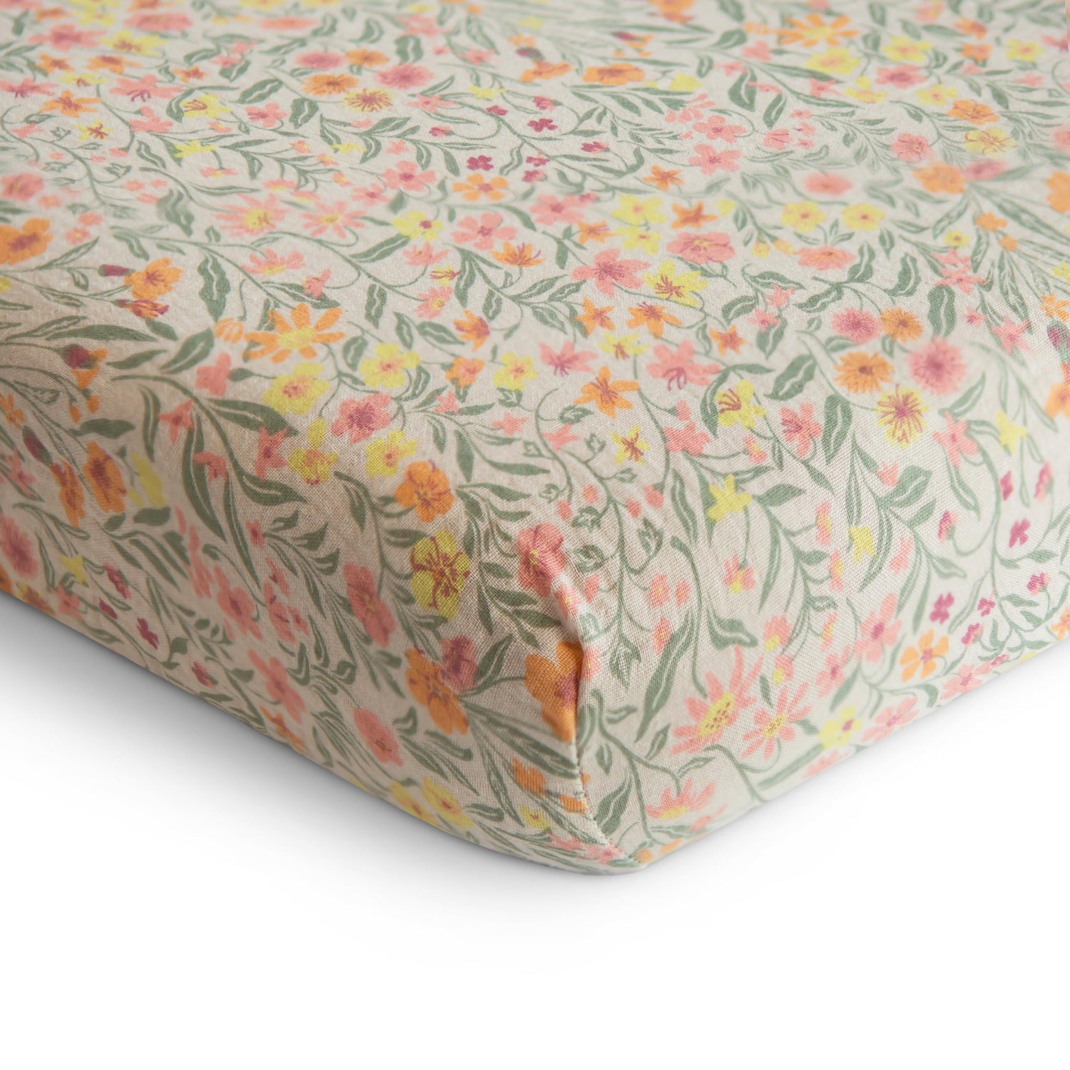 mushie Extra Soft Muslin Fitted Crib Sheet | 192 Thread Count | 28&quot;x 52&quot; (Fog)