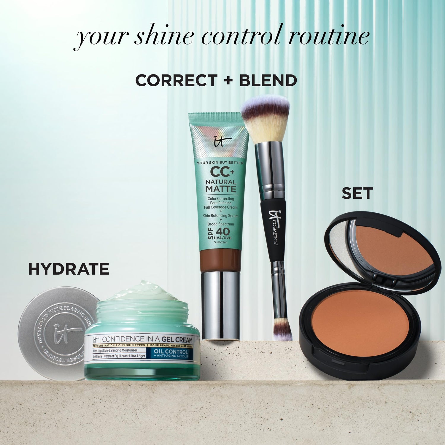 IT Cosmetics CC+ Cream Natural Matte Foundation with SPF 40 - Shine-Reducing &amp; Long-Wear Full Coverage Foundation For Oily Skin - With Hyaluronic Acid - Fragrance Free &amp; Non-Comedogenic - 1.08 fl oz