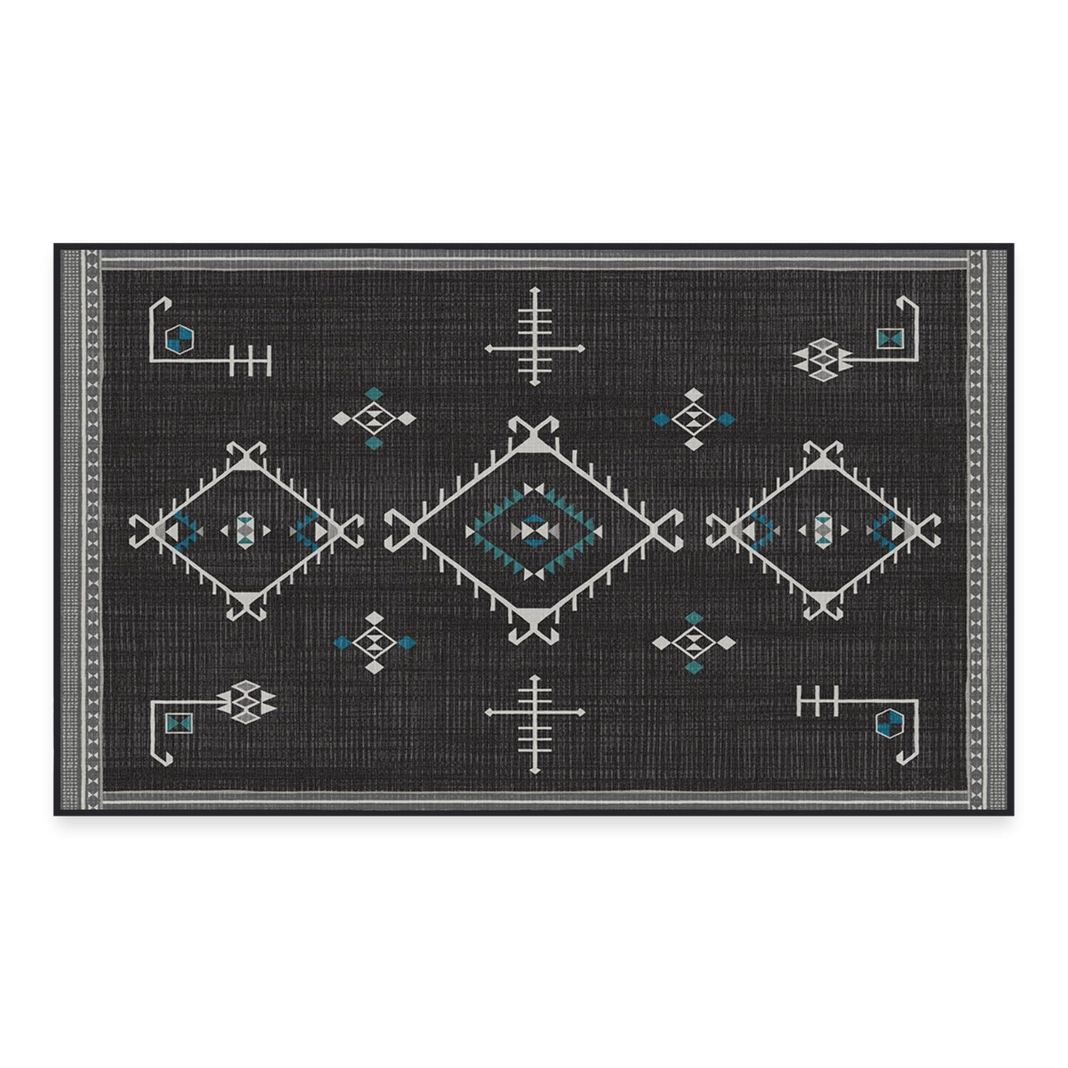 RUGGABLE Damali Runner Rug - Perfect Boho Washable Rug for Entryway Hallway Kitchen - Pet &amp; Child Friendly - Non-Toxic - Stain &amp; Water Resistant - Black &amp; White 2.5&
