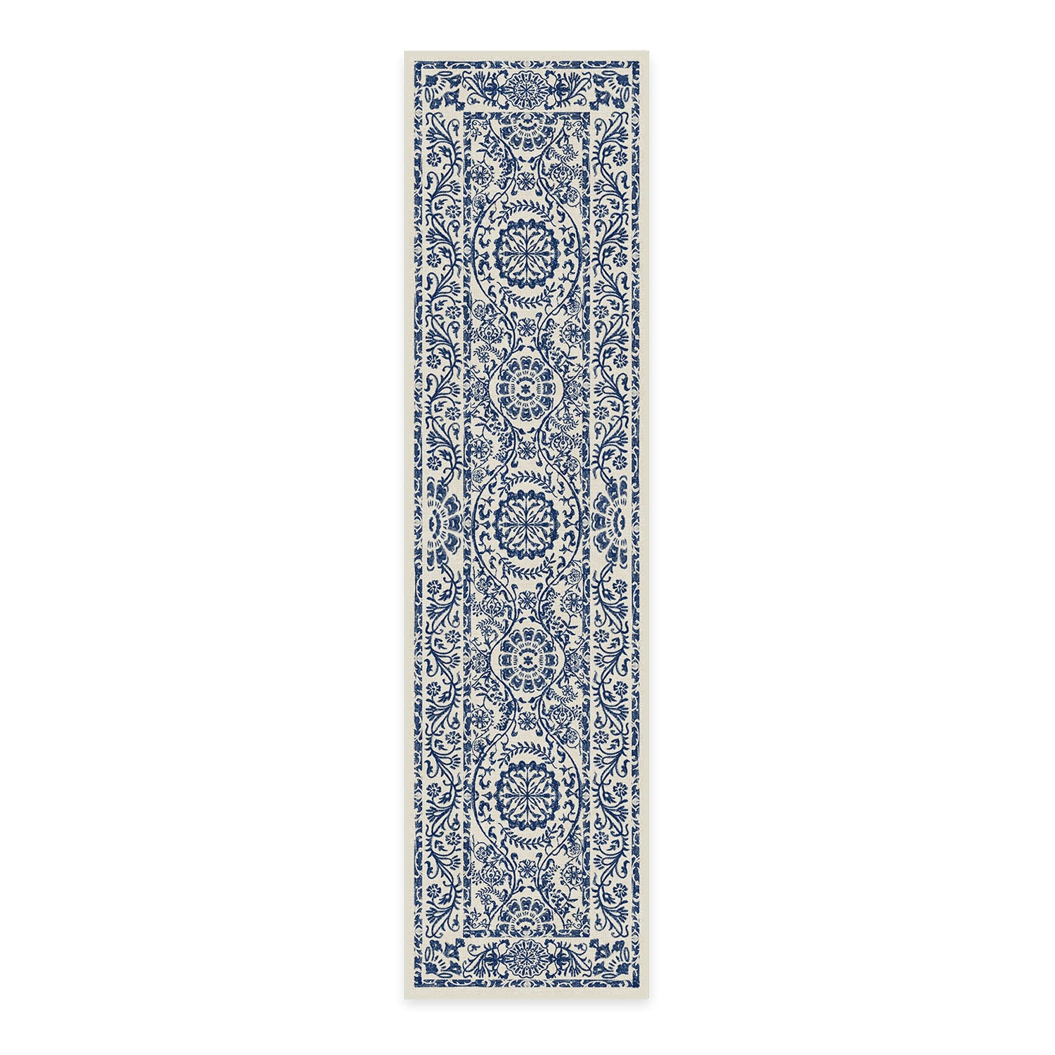 RUGGABLE Washable 2x3 Area Rug, Delphina Delft Blue, Premium Vintage Rugs for Living Room, Bedroom, Kitchen, Office, Classroom with Gripper Non Slip Pad