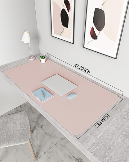 Non-Slip Desk Pad,Mouse Pad,Waterproof PVC Leather Desk Table Protector,Ultra Thin Large Desk Blotter, Easy Clean Laptop Desk Writing Mat for Office Work/Home/Decor(Pink, 23.6&quot; x 13.7&quot;)