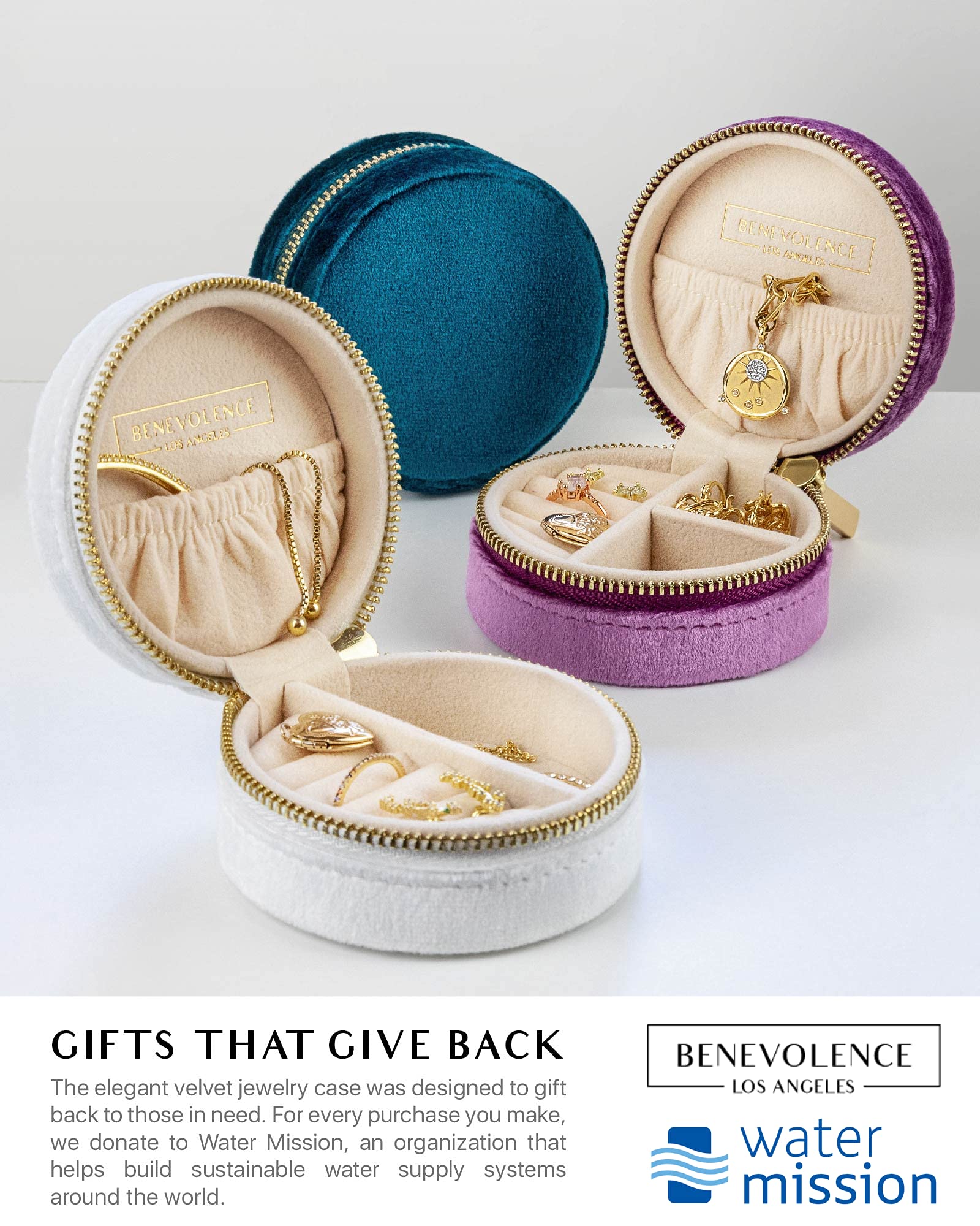Benevolence LA Plush Velvet Travel Jewelry Storage Box | Travel Jewelry Case Small Jewelry Box for Women | Jewelry Travel Organizer | Earring Organizer with Mirror - Dusty Pink