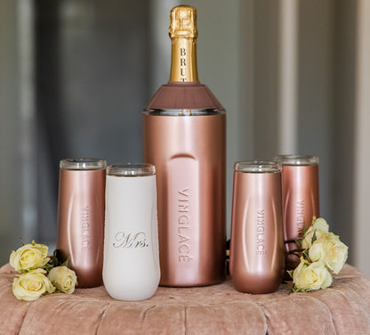 Vinglacé Wine Bottle Chiller- Portable Champagne Insulator- Stainless Steel Wine Cooler Sleeve, White