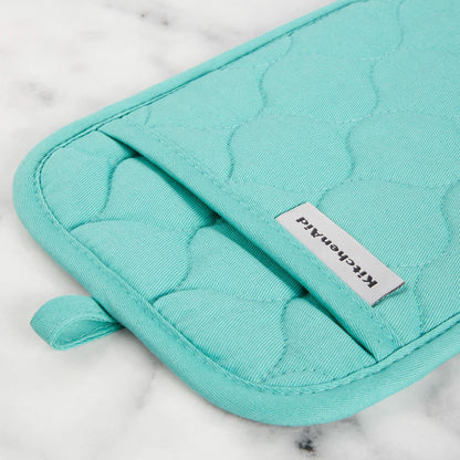 KITCHENAID Quilted Cotton Terry Cloth Oven Mitt, Pot Holder, Kitchen Towel 4-Pack Set, Heat Resistant, Silicone Grip, Gift Set, Milkshake, 16&quot;x26&quot;, 7&quot;x13&quot; &amp; 7&quot;x10&quot;