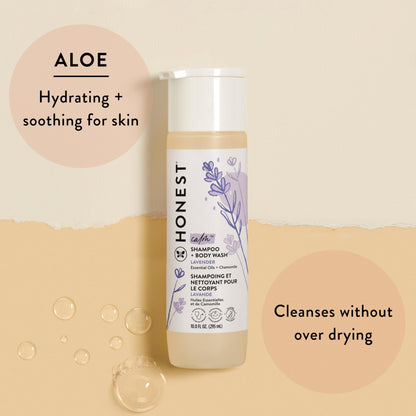 The Honest Company 2-in-1 Cleansing Shampoo + Body Wash | Gentle for Baby | Naturally Derived, Tear-free, Hypoallergenic | Fragrance Free Sensitive, 10 fl oz