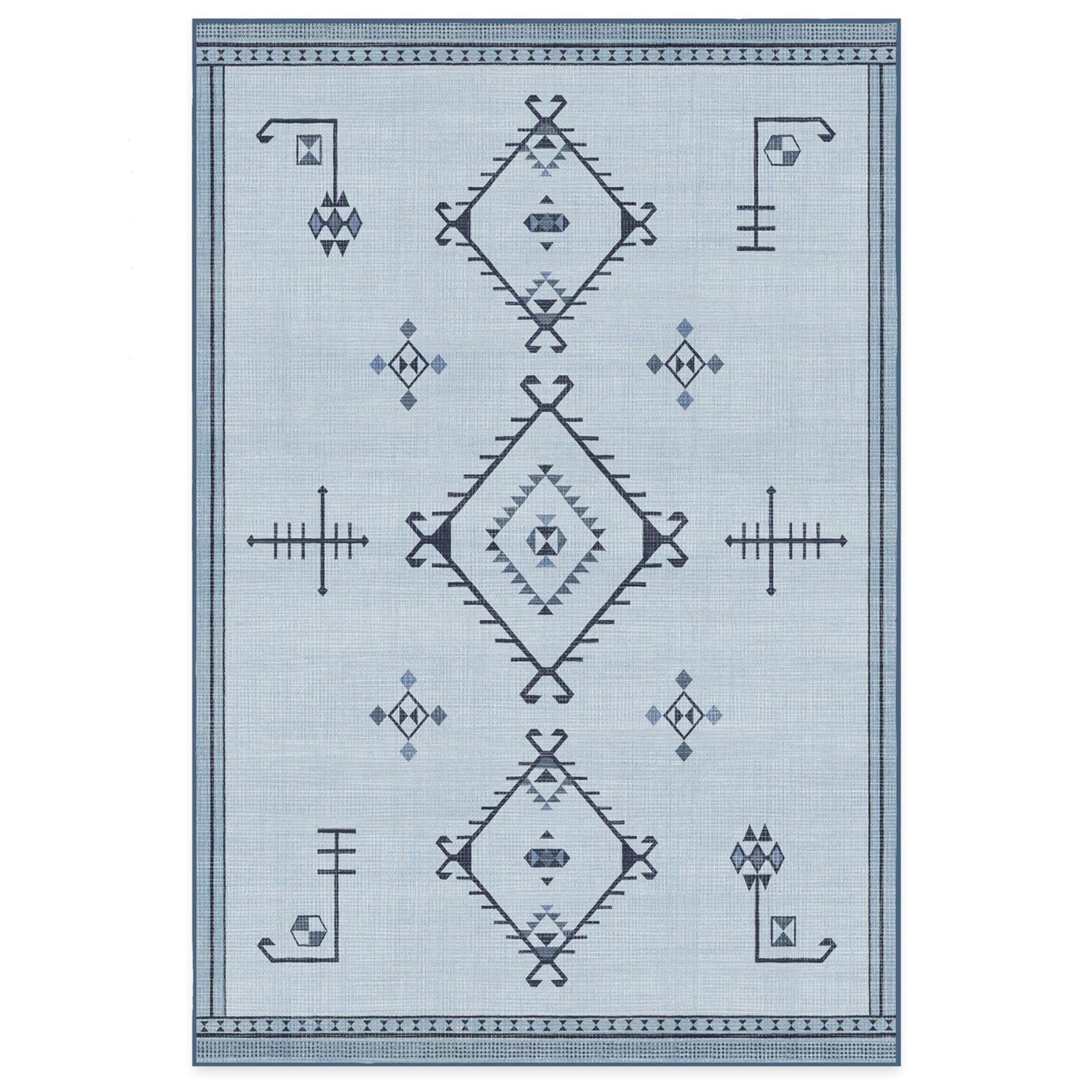 RUGGABLE Damali Runner Rug - Perfect Boho Washable Rug for Entryway Hallway Kitchen - Pet &amp; Child Friendly - Non-Toxic - Stain &amp; Water Resistant - Black &amp; White 2.5&