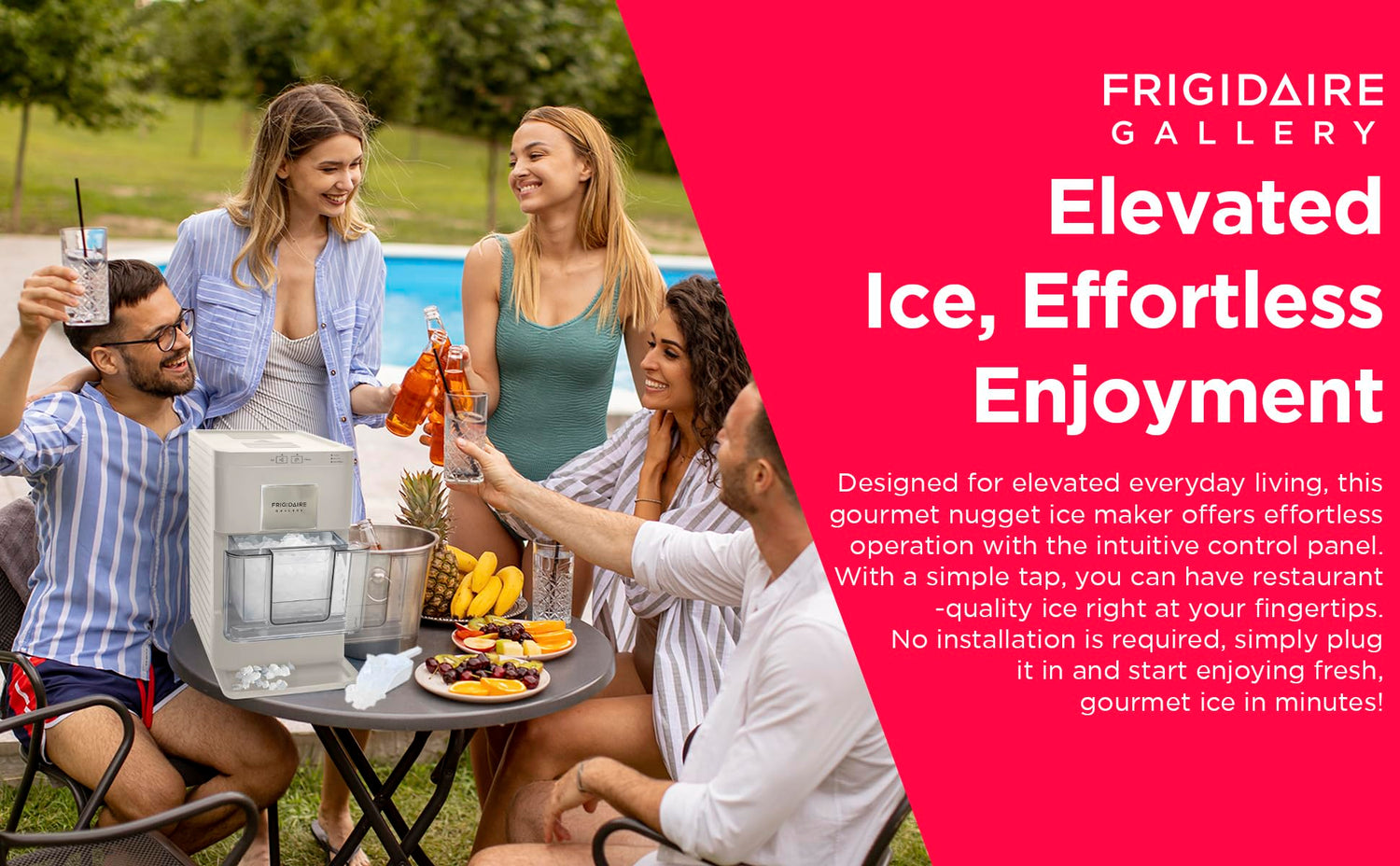 Frigidaire Nugget Ice Maker, Countertop Ice Machine with Transparent Window, Sonic Ice Maker with 44 lbs. Capacity, Auto Self Cleaning Ice Maker Machine, 2.0 Gen, Cream - 16.75D x 11.75W x 20.25H
