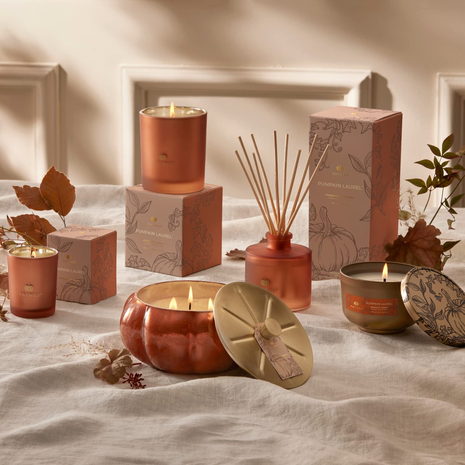 Thymes Frasier Fir Candle - Poured Candle Tin with Gold Lid - Scented Candle with A Fresh Home Fragrance - Pine Needle Design (6.5 oz)