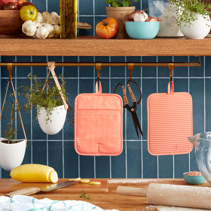 KitchenAid Ribbed Soft Silicone Water Resistant Pot Holder Set, Milkshake , 2 Piece Set, 7&quot;x9&quot;