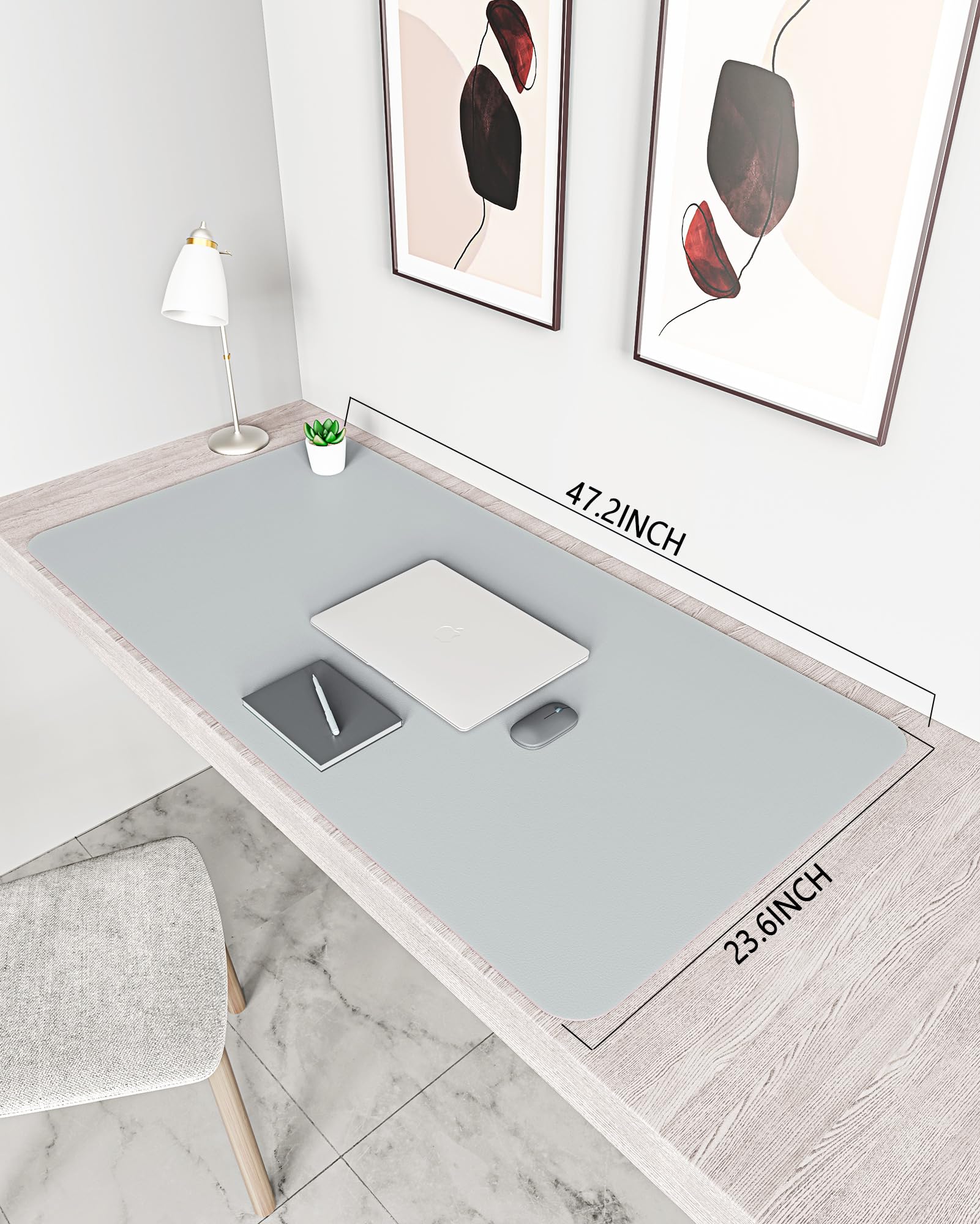 Non-Slip Desk Pad,Mouse Pad,Waterproof PVC Leather Desk Table Protector,Ultra Thin Large Desk Blotter, Easy Clean Laptop Desk Writing Mat for Office Work/Home/Decor(Pink, 23.6&quot; x 13.7&quot;)